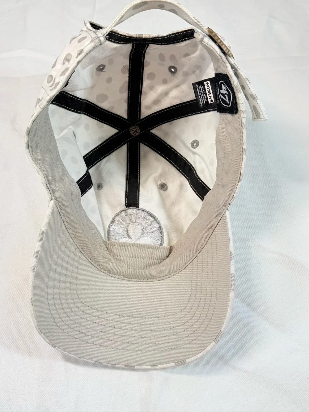 Boston Celtics '47 Brand Women’s Ponytail Hat Snap Back Strap Gray White Polka D